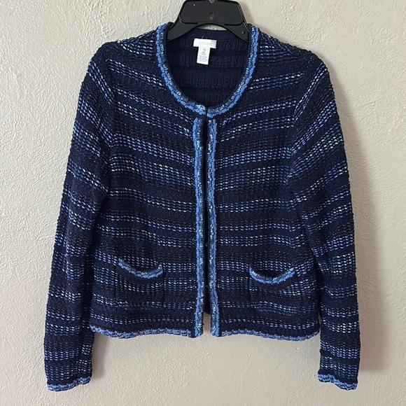 Women’s Chicos Knit Sweater Cardigan, Blue, Size 2 Large - Picture 1 of 5